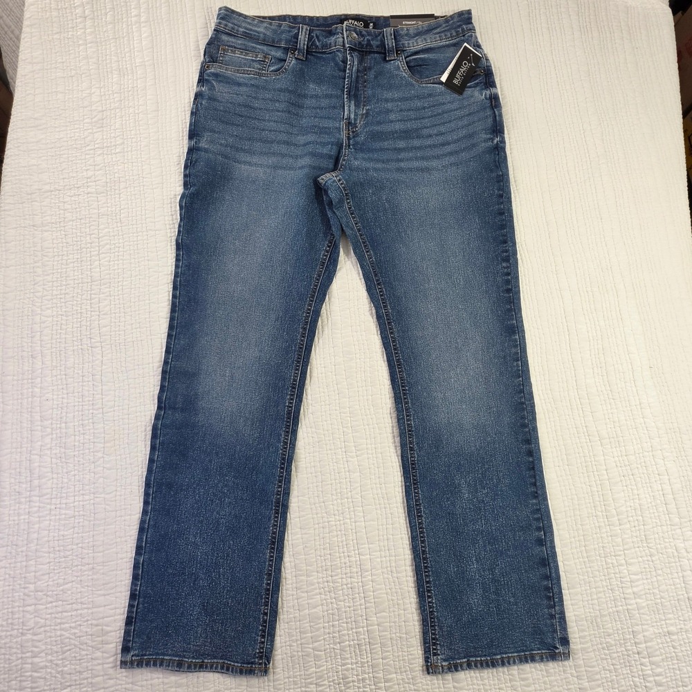 Buffalo David Bitton Straight Six Mens Jeans 36x32 Blue Stretch Denim Pants NWT
